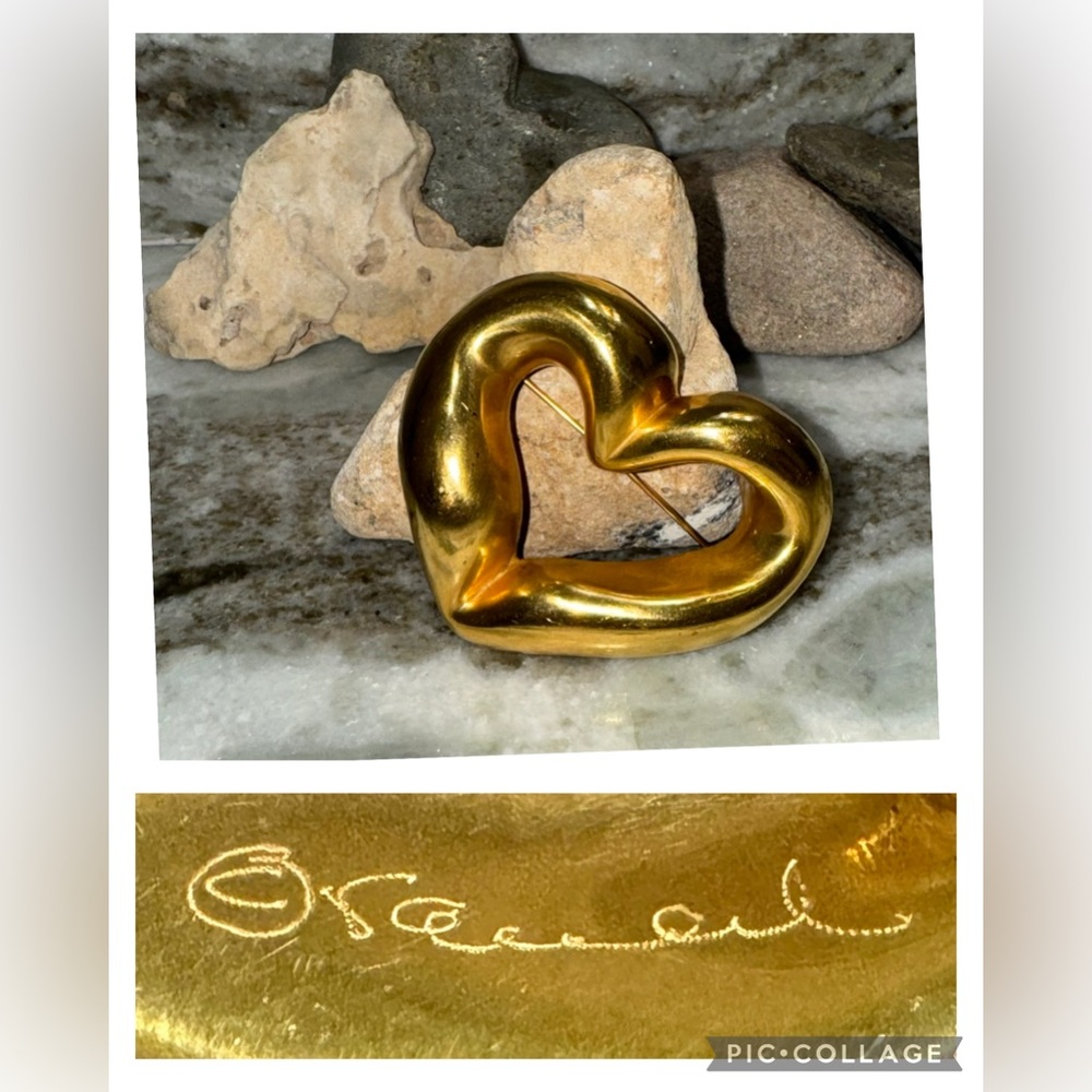 Signed Steve Vaubel Gold Plated HEART Brooch